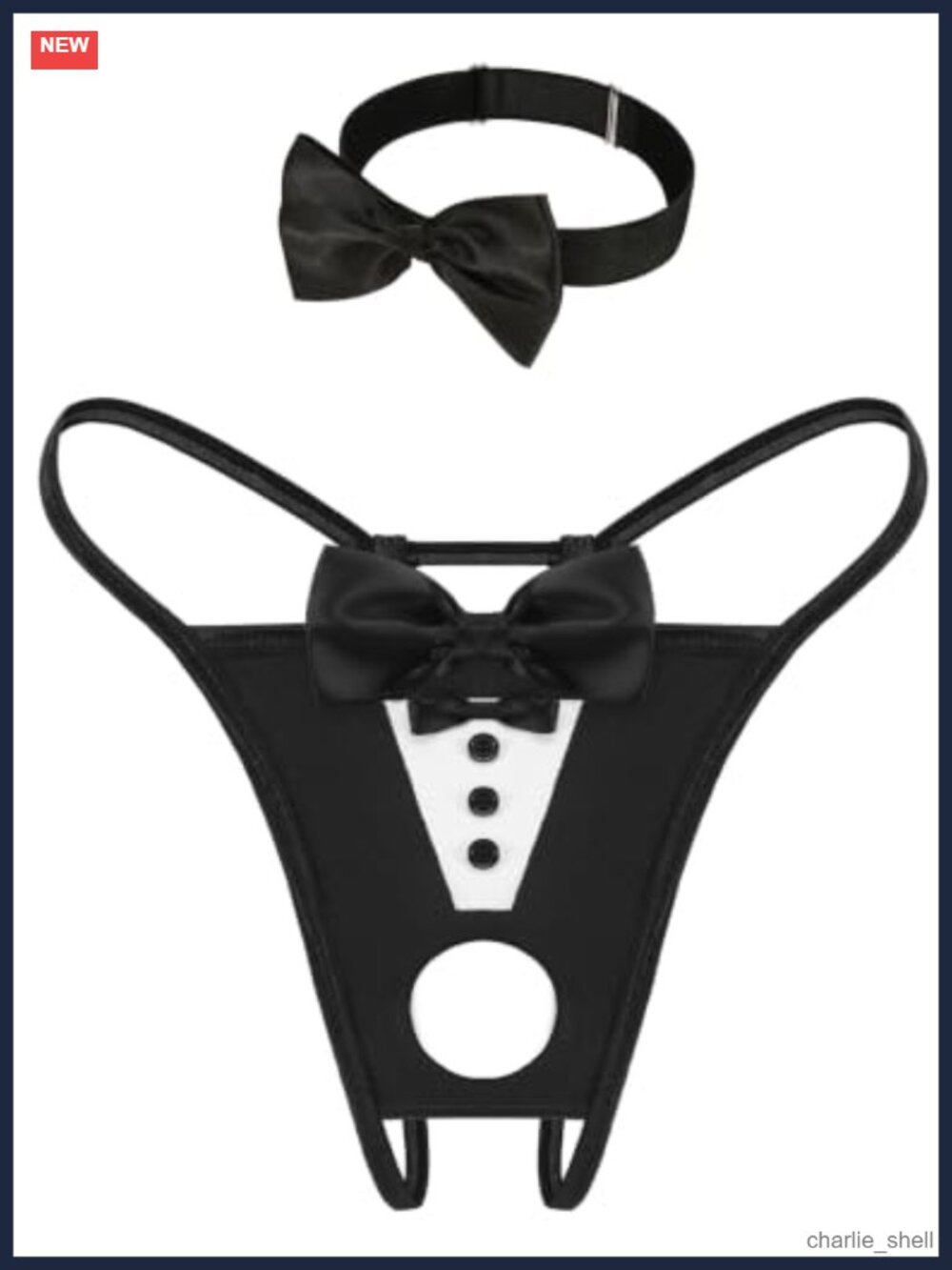 Men's Hollow-Out Thong Lingerie Set Nylon Spandex Bow Choker